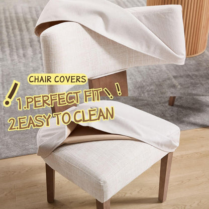 HNY Mid Century Modern Dining Chairs Set of 2 with Seat Covers, Farmhouse Linen Fabric Upholstered Accent Chairs Curved Backrest Kitchen Chairs, with Hardwood Frame, Beige