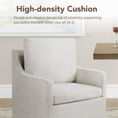 KISLOT Upholstered Dining Chairs Set of 4, Modern Dining Room Chairs with Casters & Washable Cover, Rolling Accent Chair with Hidden Storage for Kitchen, Farmhouse, Living Room, Linen Fabric, 4 Box