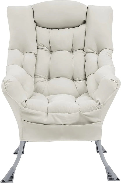 Living and More High Back Sofa Chair, Modern Fabric Lazy Chair, Accent Contemporary Lounge Chair, Cool Grey