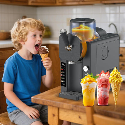 Ice Cream Maker, Slushie Machine for Home, Slushy Machine 70 oz Margarita Machine with 6 Preset Programs for Ice Cream, Milkshake, Cocktail, Frappés, 9-level Adjustable Thickness, Gray