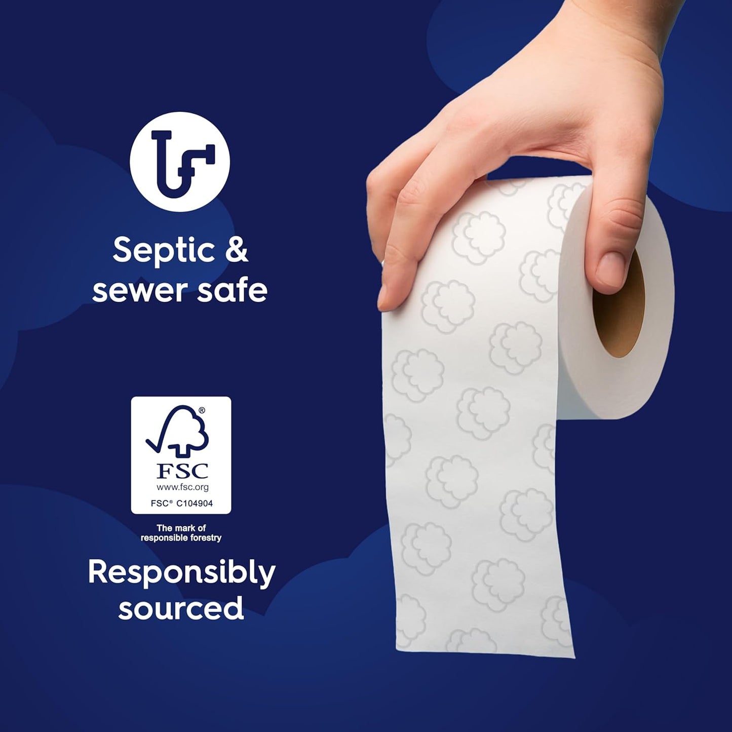White Cloud Ultra Soft & Strong Toilet Paper, 4 packs of 6 Mega Rolls = 96 Regular Rolls