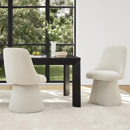 KISLOT Swivel Dining Chairs Set of 4, Upholstered Mid Century Modern Deskchair with High Back, Linen Fabric Kitchen Chairs for Dining Room, Bedroom, Dressing Room, Linen