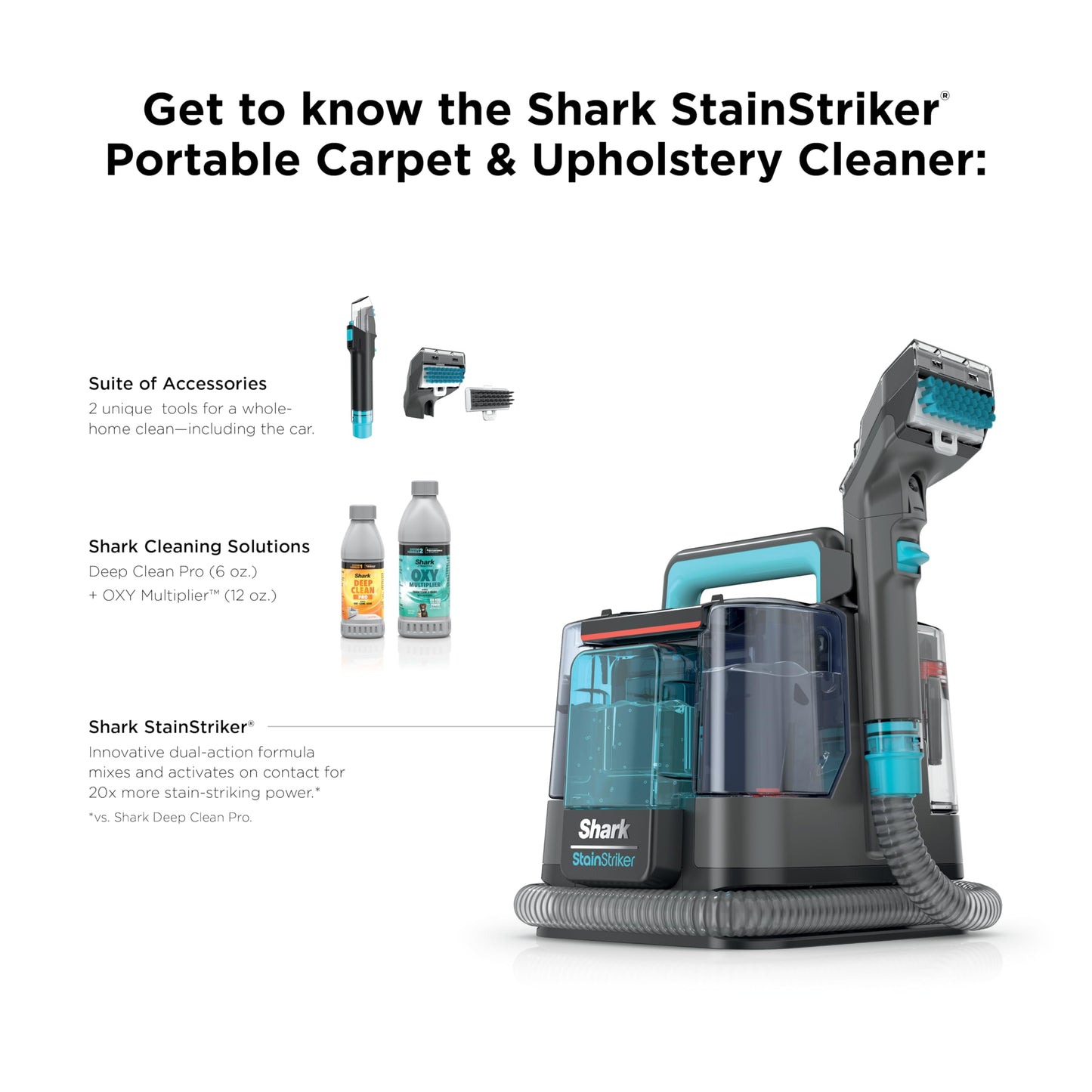 SHARK StainStriker Portable Upholstery Cleaner - Spot & Odor Remover
