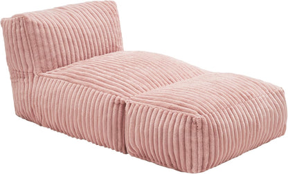 Hobestluk Big Bean Bag Lounger Chairs Large Beanbag Chair for Adults Bean Bag Sofa with Memory Foam Filled for Living Room, Bedroom or Balcony (Stripe Pink)