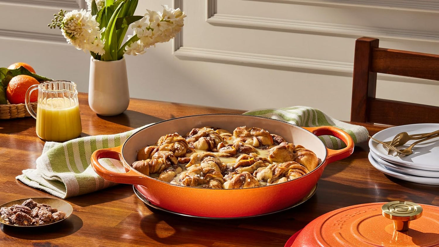 Le Creuset Enameled Cast Iron Signature Braiser 3.5 qt., Flamme Doree with Crucible Knob