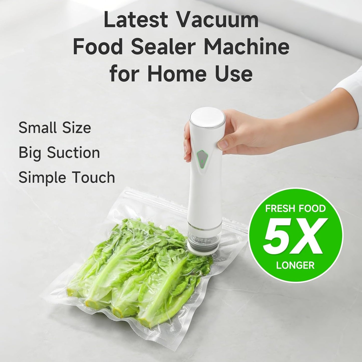 Vacuum Sealer, Handheld Vacuum Sealer for Food, USB Rechargeable Portable Mini Food Sealer with 30 Reusable Bags, Compact for Travel & Small Batch Storage