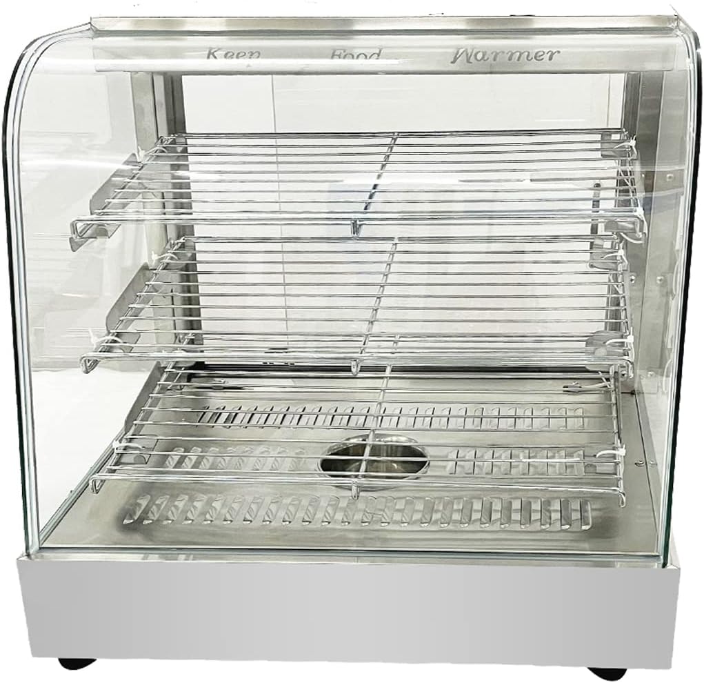 Countertop 26" Food Warmer Display Case 3 Shelf Hot Warming Showcase with Back Sliding Door and Water Tray,Black (26"(Silver))