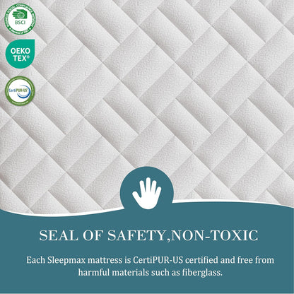 Sleepmax Extra Firm King Mattress 14 Inch - Deep Sleep Hybrid Mattress Pressure Relief - Deluxe Cooling Bed in Box for Back & Side Sleepers - CertiPUR-US Certified, 365-Night Trial, Forever Warranty