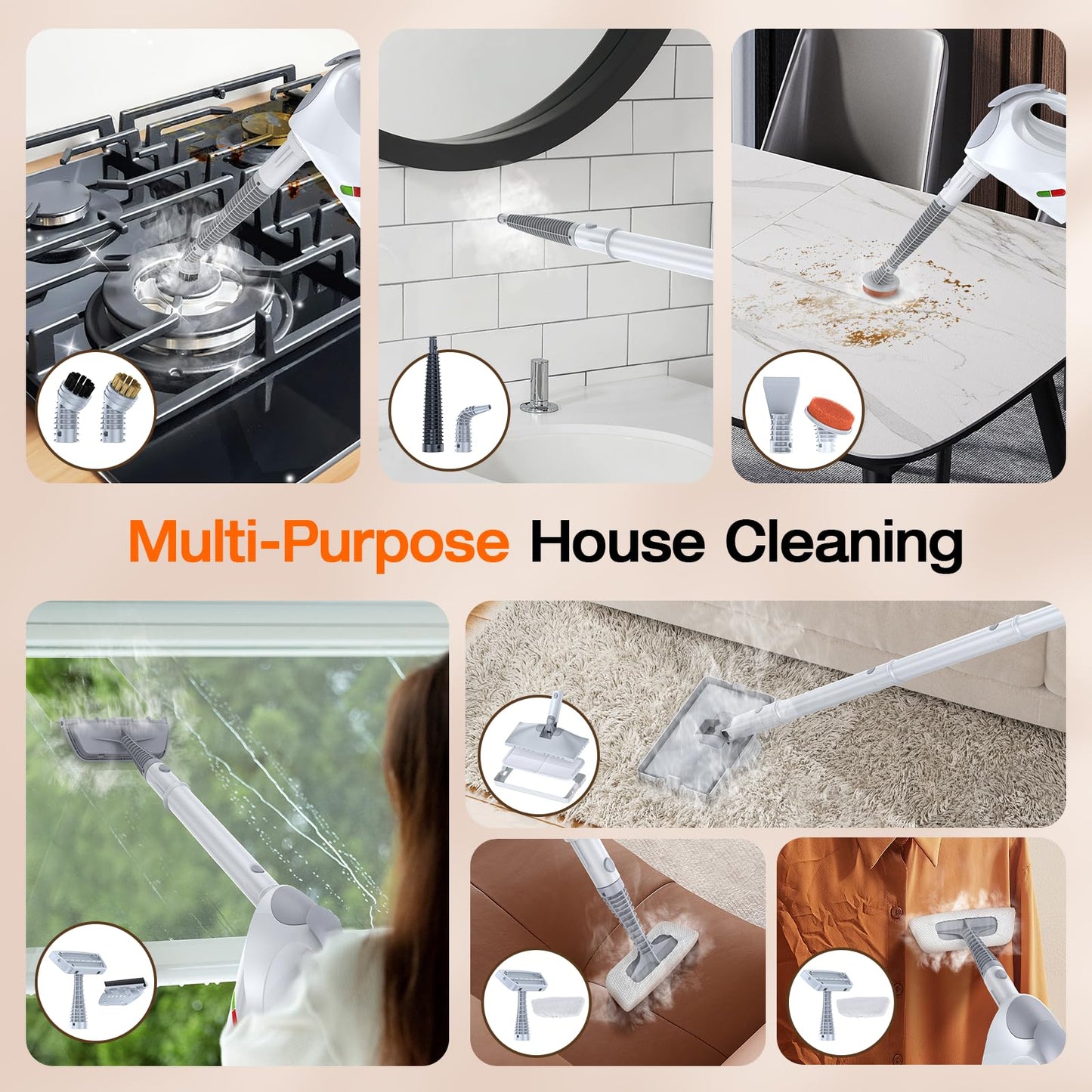 SCRUBWIZ 10-in-1 Steam Cleaner & Mop with Fast Heating