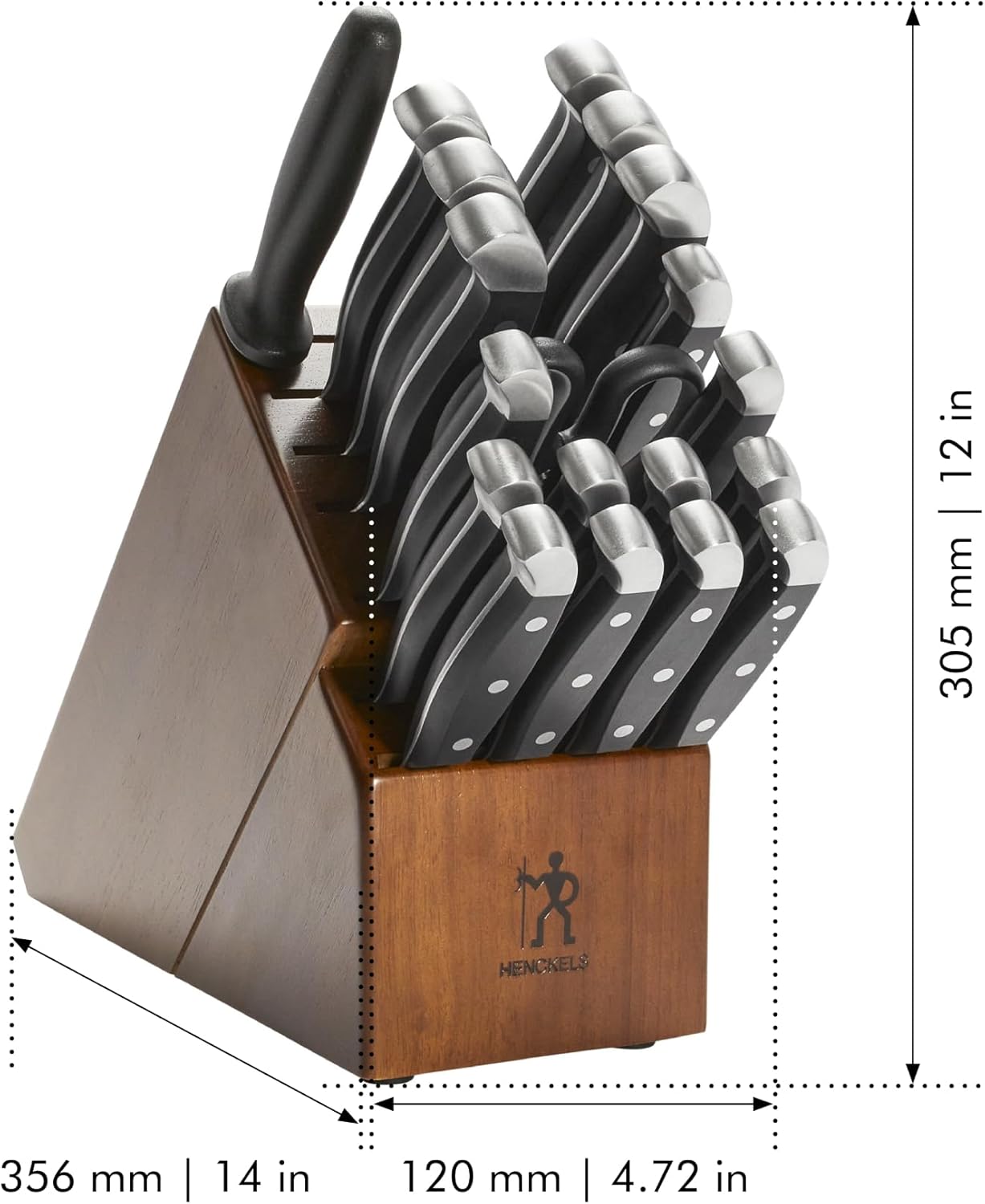 HENCKELS Statement Razor-Sharp 20-Piece Knife Set, Chef, Bread, German Engineered Knife Informed by over 100 Years of Mastery, Brown Block
