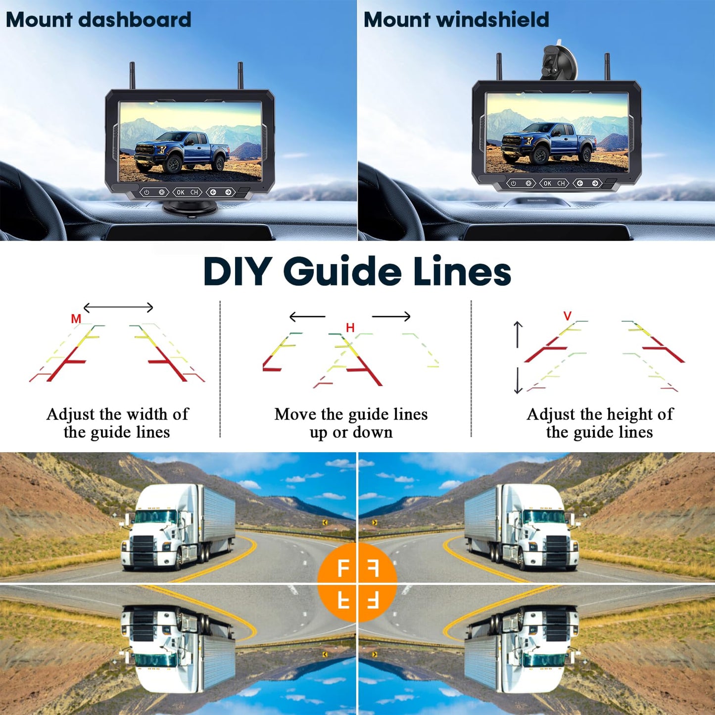 PEMACOM 1080P HD Wireless Backup Camera & 7" Monitor