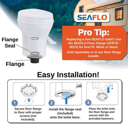 SEAFLO RV Toilet - Residential Height, Gravity Flush, Soft Close