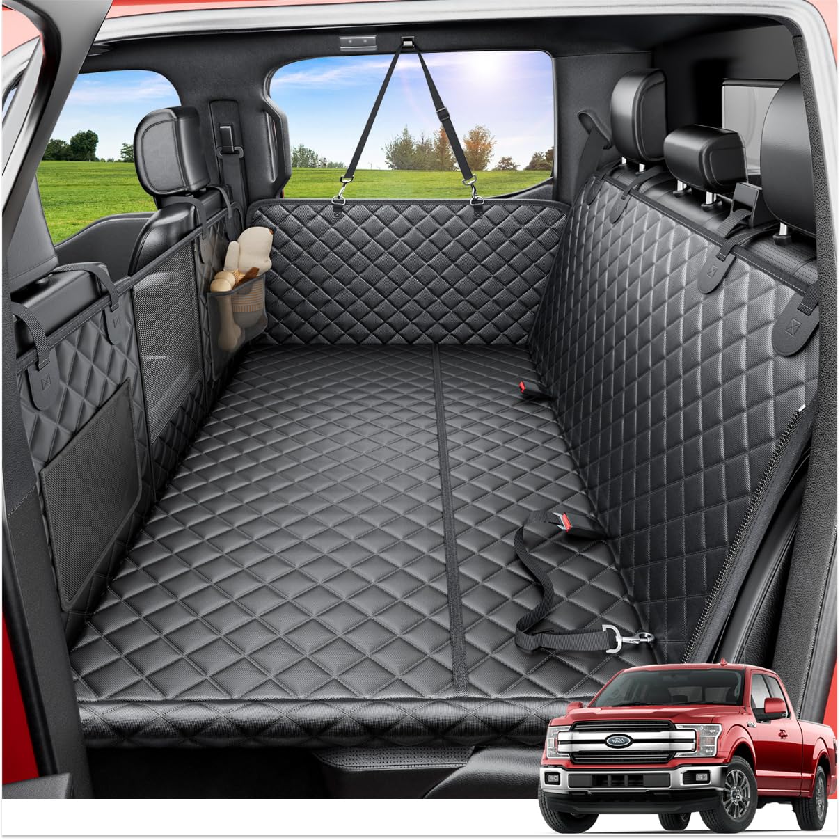 REEVAA Dog Truck Seat Cover - Waterproof Hammock for Large Dogs
