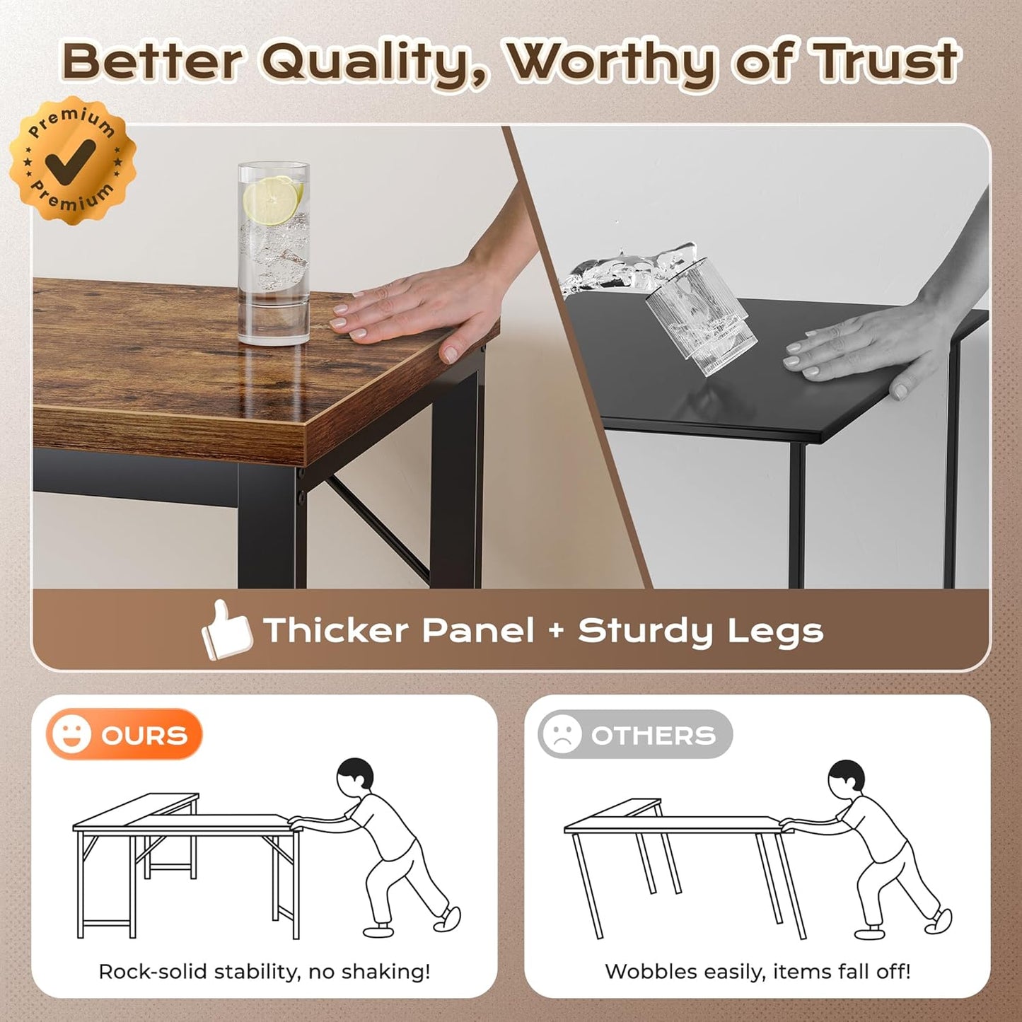 Huuger 63 Inch L Shaped Desk with Power Outlets and USB-C Port, 0.95 Inch Thicker Desktop, Reversible Computer Desk, Larger Office Corner Gaming Desk, Metal Frame, for Home Office, Study, Rustic Brown