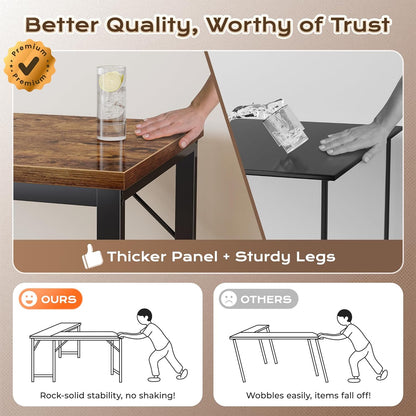 Huuger 63 Inch L Shaped Desk with Power Outlets and USB-C Port, 0.95 Inch Thicker Desktop, Reversible Computer Desk, Larger Office Corner Gaming Desk, Metal Frame, for Home Office, Study, Rustic Brown