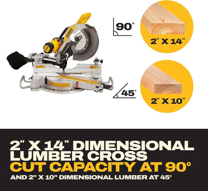 DEWALT Miter Saw, 12 Inch Double Bevel Sliding Compound Miter Saw, Includes Blade Wrench and Clamp, Increased Crosscut Capacity, Powerful 3800 RPM Motor 15 Amp (DWS779)