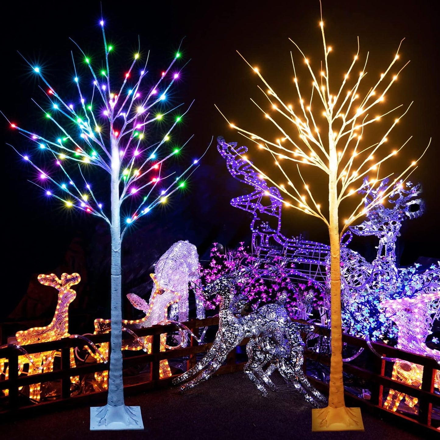 7ft 150 LED Colorful Birch Tree with Remote Control
