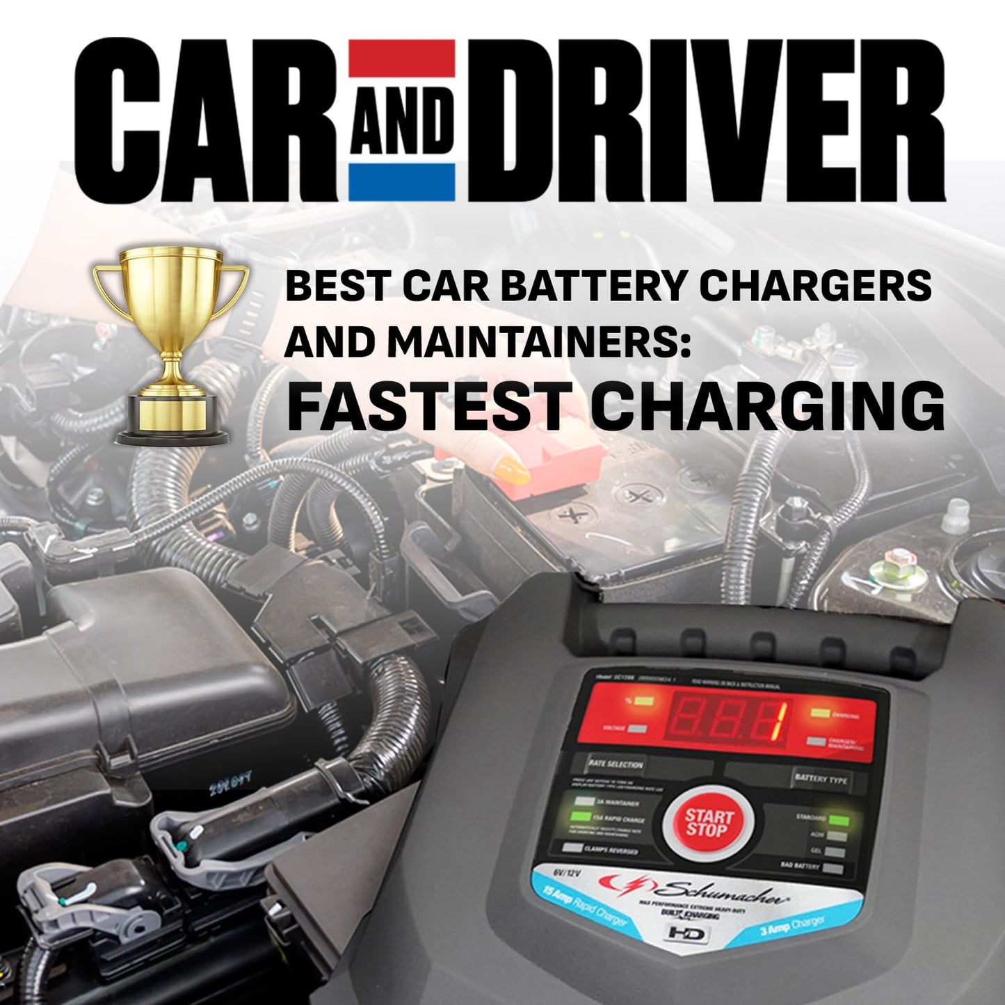 SCHUMACHER ELECTRIC 15A Car Battery Charger & Maintainer for 6V/12V