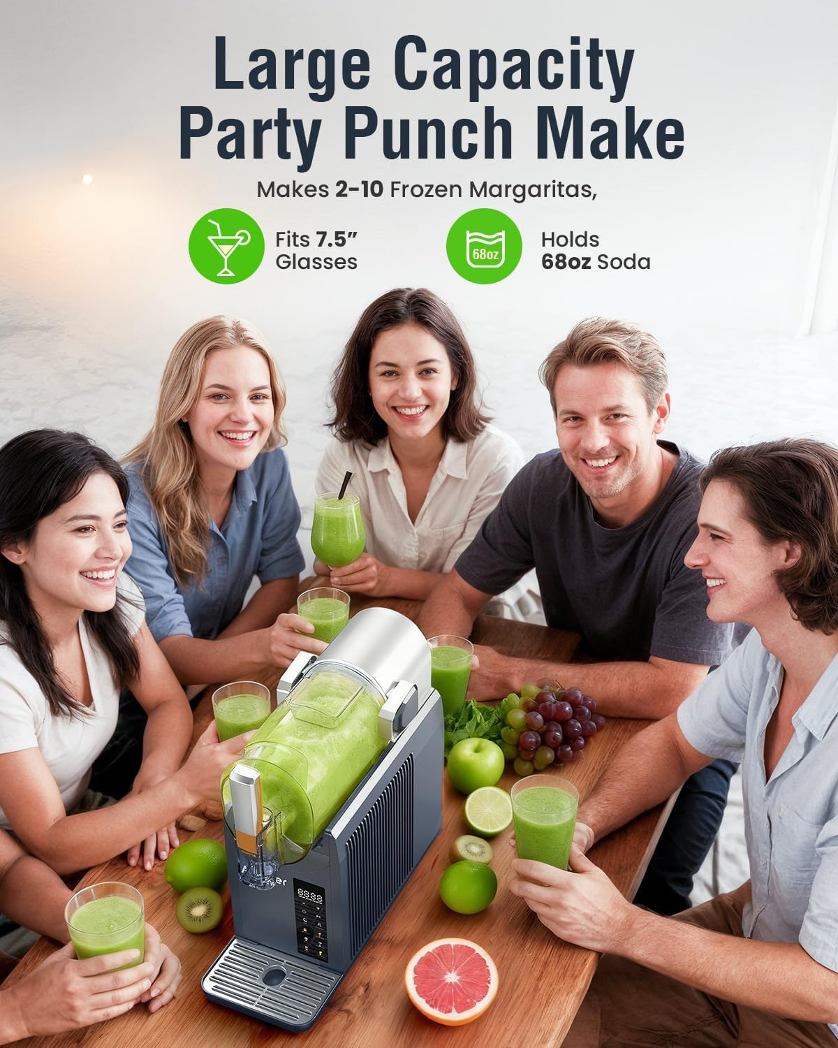 Slushie Machine,Slushy Machine for Home,Frozen Drink Maker for Home,6 One-Touch Programs, Self-Cleaning,No Ice Needed,Makes Milkshakes,Margaritas, Smoothies,Frozen Cocktails,and More