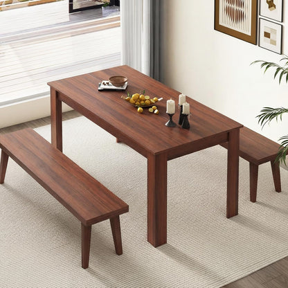 Giantex Dining Table for 4-6, 63" L Large Farmhouse Kitchen Table, Wooden Rectangular Dinner Table for Living Dining Room, Home Office, Dinette, 330LBS Capacity, Walnut