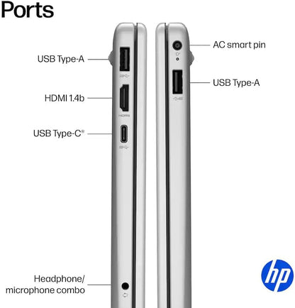 HP 15.6" Business Laptop with Microsoft Office 365 with Copliot AI, 16GB RAM 128GB SSD, Quad-Cores Intel Processor, Windows 11, PLUSERA Earphones, Natural Silver