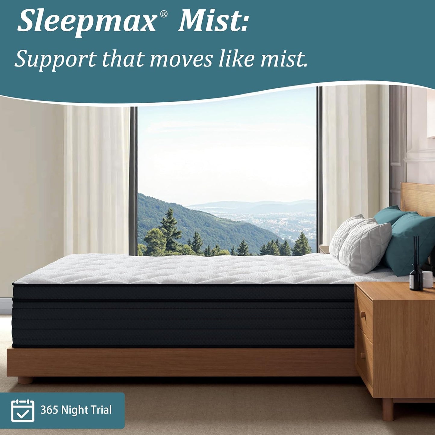 Sleepmax King Size Mattress 14 Inch - Luxury Hybrid Mattress Pain Relieving - Deep Sleep Cooling Bed in a Box for Back & Side Sleepers - CertiPUR-US Certified, 365-Night Trial, Forever Warranty