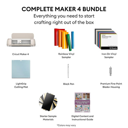 Cricut Maker 4 Starter Kit for Beginners - Smart Cutting Machine with Vinyl & Iron-On (HTV), Tools & Materials for Stickers, Shirts & DIY Crafts