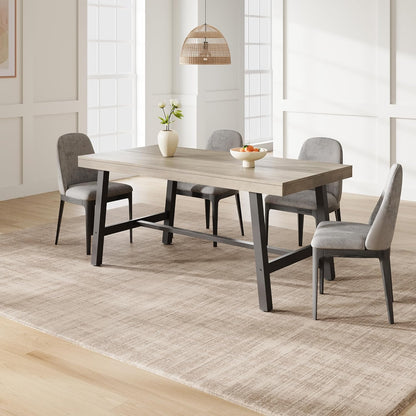 GarveeHome Industrial Dining Table for 4-6 People, 63 in Long Wooden Kitchen Table with Sturdy Metal Frame & Grey Finish - Seats 4 Rectangular Counter for Dinner, Kitchen, Dining Room - Grey