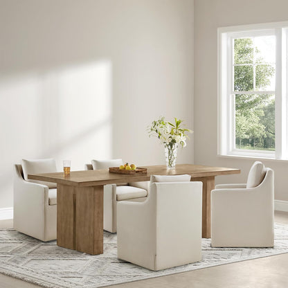 KISLOT Upholstered Dining Chairs Set of 4, Modern Dining Room Chairs with Casters & Washable Cover, Rolling Accent Chair with Hidden Storage for Kitchen, Farmhouse, Living Room, Flax Beige, 4 Box