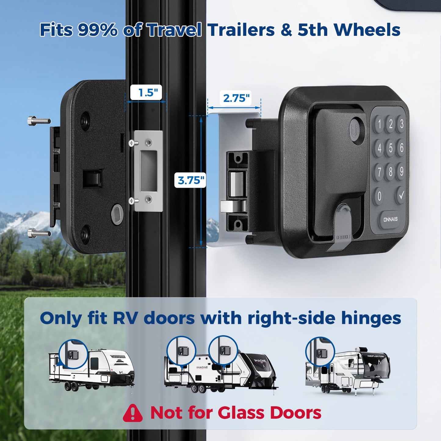 ONNAIS RV Door Lock Replacement - Keyless Entry with Remote