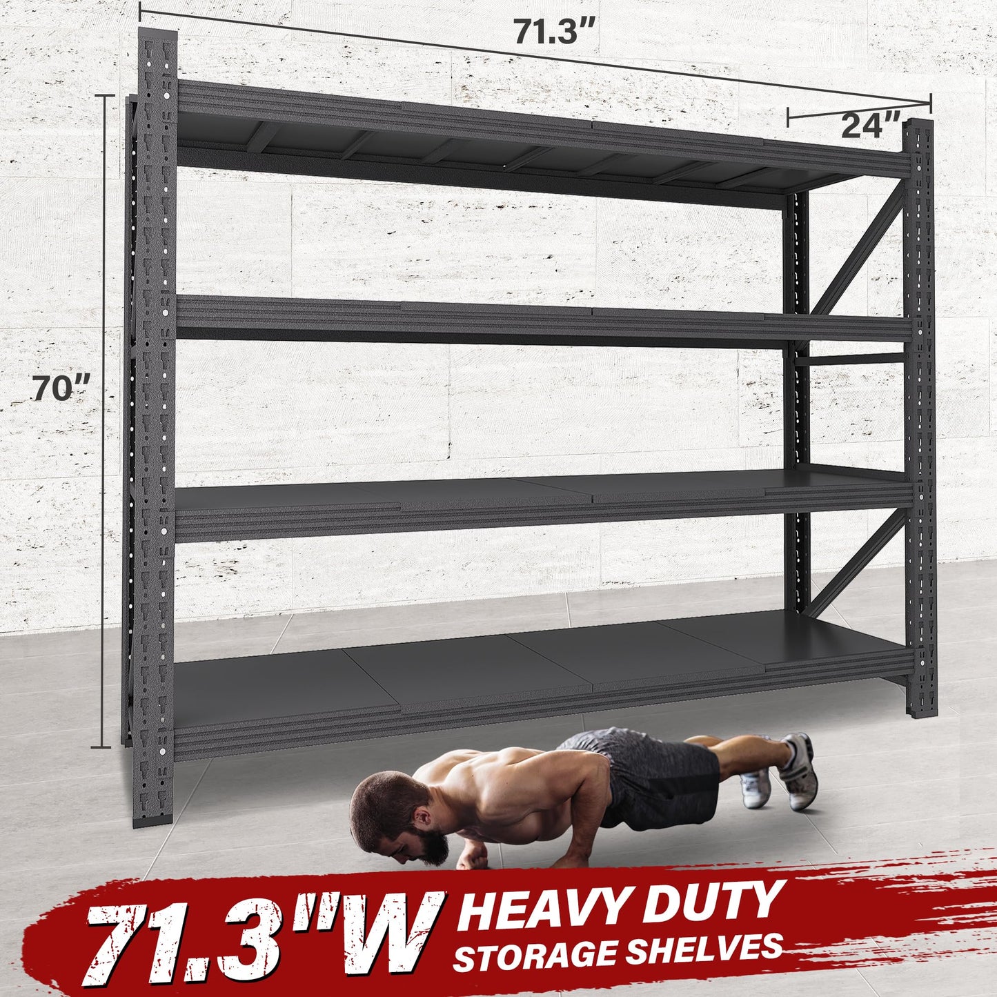 SISESOL 71.3" Heavy Duty Garage Shelving Unit - 5000lbs Capacity