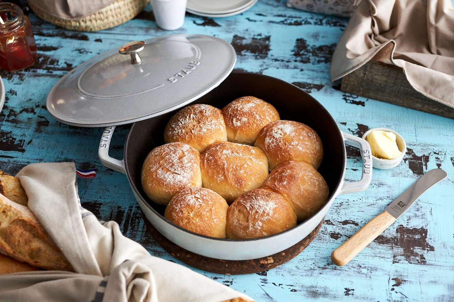 staub Braiser 40501-484 Saute Pan, Campagne, 9.4 inches (24 cm), Both Hands, Cast Enameled Pot, Shallow Type, Sukiyaki, Induction Compatible, Japanese Serial Number Included
