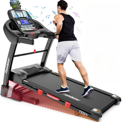 4.5HP Foldable Treadmill, 15 Auto Incline Levels, 10MPH Speed, 300LB Capacity, Home Exercise Machine