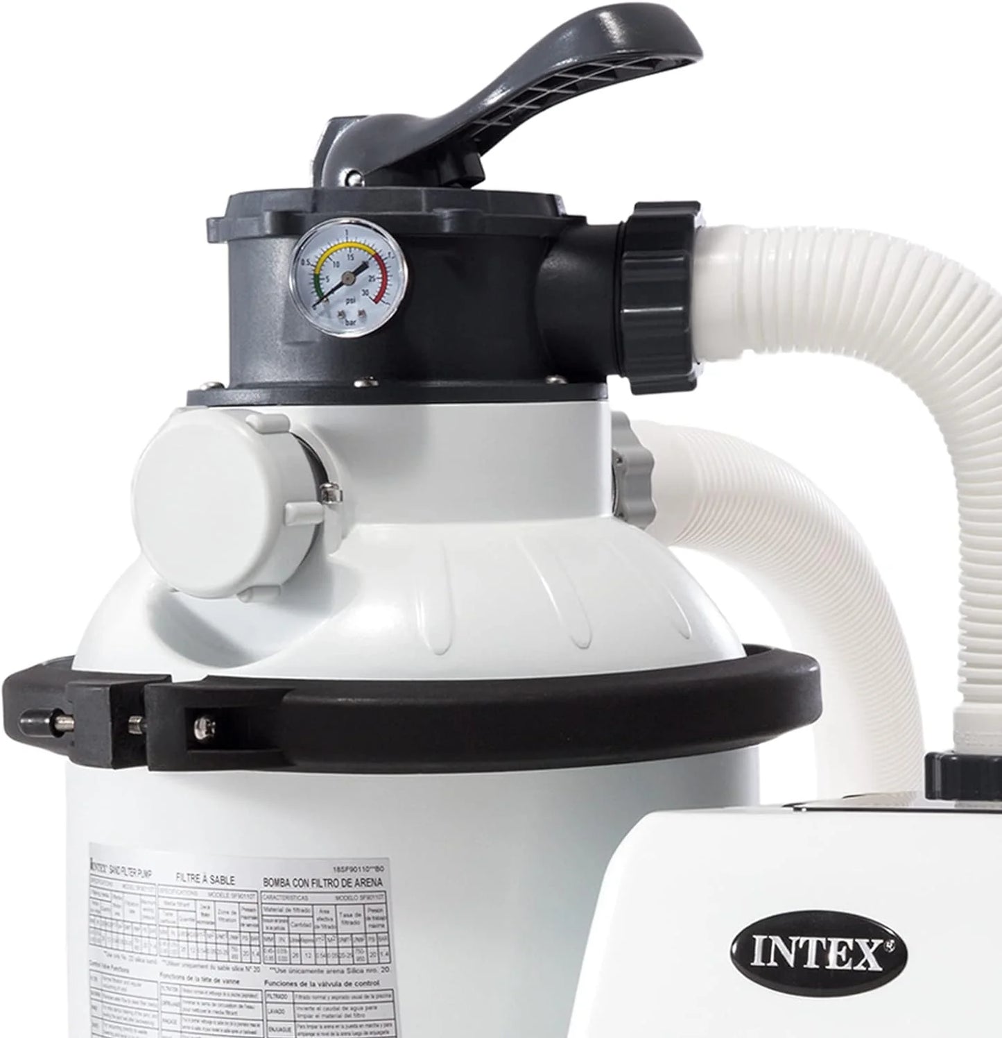 Intex 26651EG Krystal Clear 16 Inch 3,000 GPH Above Ground Pool Sand Filter Pump with Automatic Timer, GFCI, and 6 Function Control, Gray