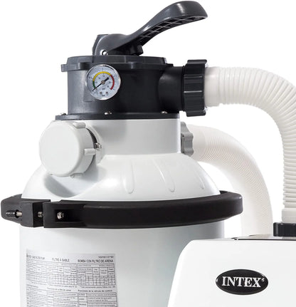 Intex 26651EG Krystal Clear 16 Inch 3,000 GPH Above Ground Pool Sand Filter Pump with Automatic Timer, GFCI, and 6 Function Control, Gray