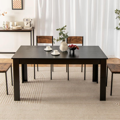 Giantex Dining Table for 6, Rectangular Kitchen Table with 330Lbs Capacity, Stable Structure, 63" L x 31.5" W x 30" H Large Farmhouse Center Tables for Dinner, Dinette, Dining Room, Black