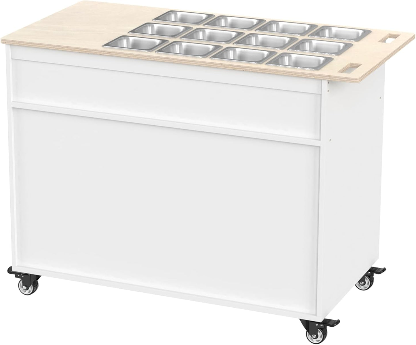 GDLF Charcuterie Cart with Stainless Steel Food Pans, Mobile Pizza Topping & Salad Bar Station, Buffet Serving Table for Home, Party & Catering