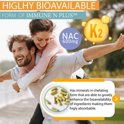 (90 Capsules), NAC 600mg, Quercetin 1,000mg, Vitamin C 500mg, Zinc 50mg, Vitamin D3 5,000iu, Selenium, Copper, Acerola, Ginger, Rutin, Citrus Bioflavonoids, Rose Hips, Echinacea, Immune N Plus 15 in 1