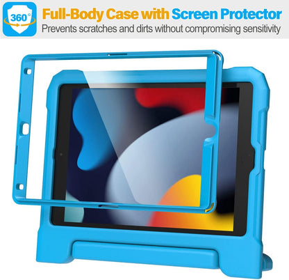 SUPLIK Kids Case for iPad 9th/8th/7th Generation -10.2 inch 2021/2020/2019, Built with Screen Protector, Durable Shockproof Handle Stand Case for Apple iPad Gen 9/8/7, Blue