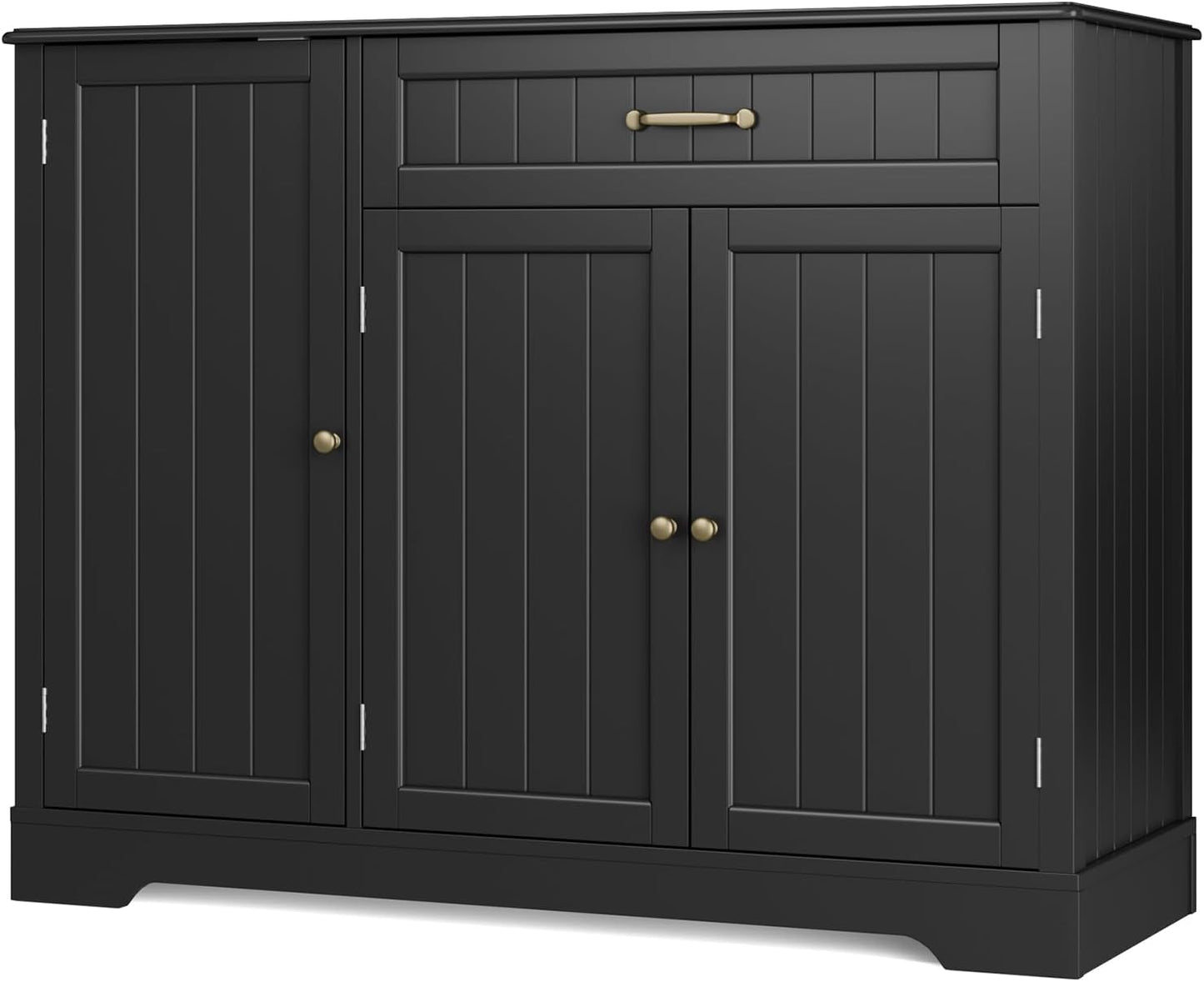 Gizoon Kitchen Sideboard Buffet Cabinet with Storage Small Coffee Bar Cabinet with Drawer, Kitchen Pantry Storage Cabinet with Door and Shelves for Bathroom and Living Room, Black
