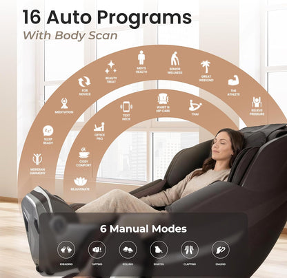 Osaki 2026 4D AI Solo Flex Full Body Massage Chair with Intelligent Health Detection, Walking Technology, SL-Track System, Zero Gravity Reclining, Touchscreen Controller, Auto Body Scan (Brown)