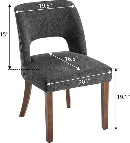 VKNOW Wooden Dining Chairs Set of 6, Modern Fabric Upholstered Dining Room Chair Kitchen Chairs, Farmhouse Dinner Chair for Kitchen Dining Room, Charcoal