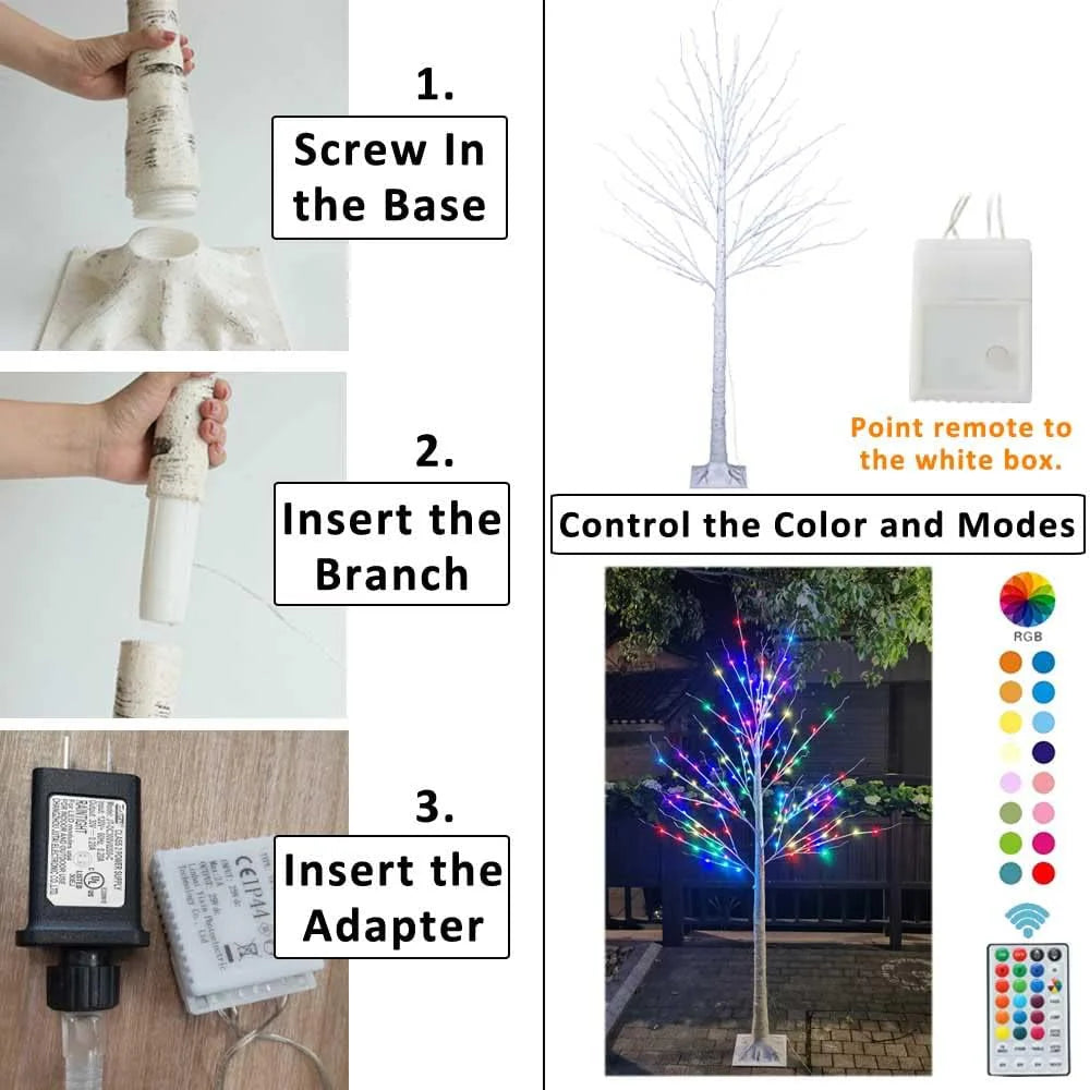 7ft 150 LED Colorful Birch Tree with Remote Control