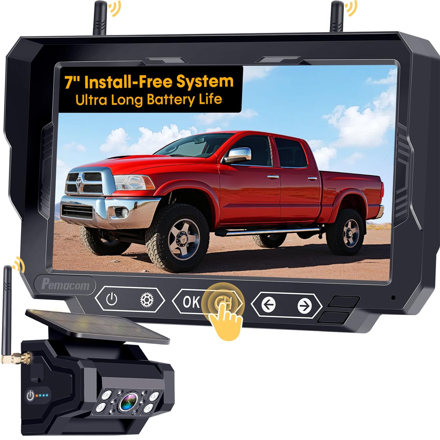 PEMACOM 1080P HD Wireless Backup Camera & 7" Monitor