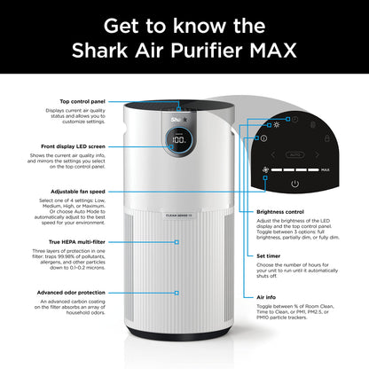 SHARK Air Purifier for Large Rooms with HEPA Filter