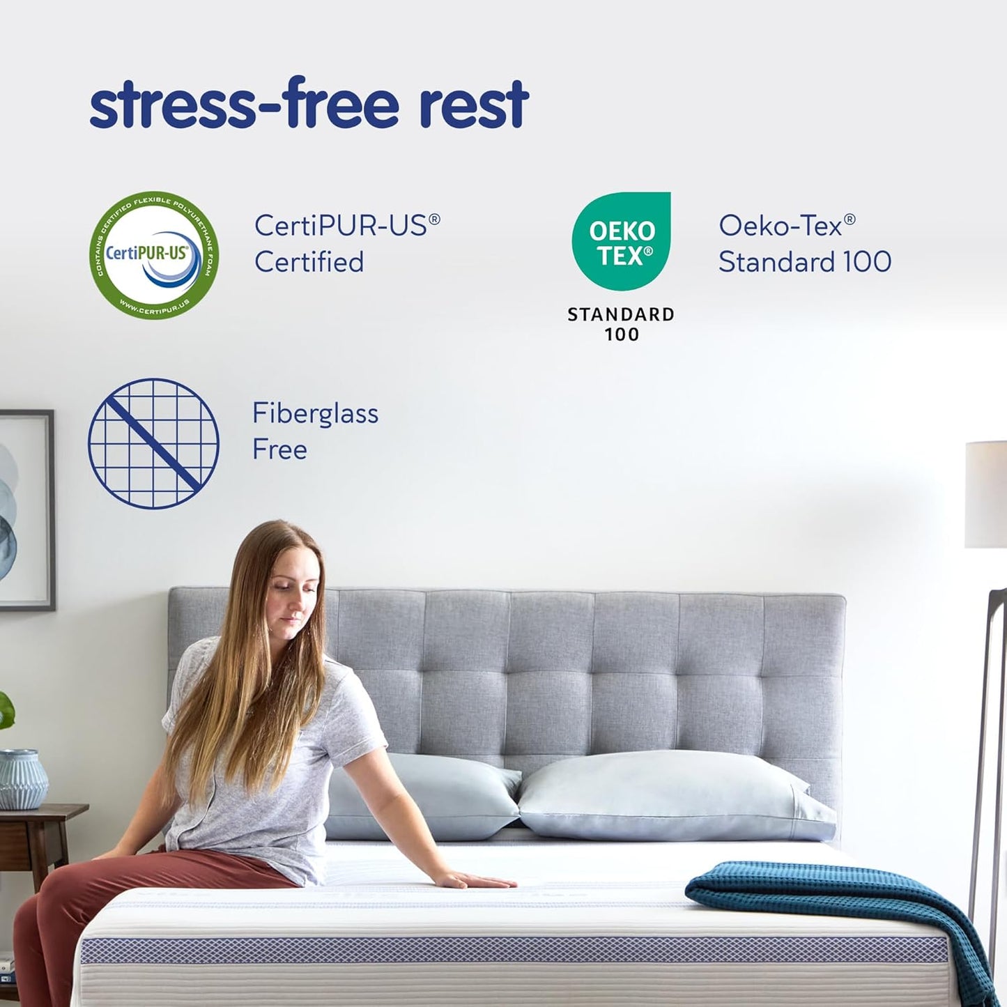 Vibe Gel Memory Foam Mattress, 12-Inch CertiPUR-US Certified Bed-in-a-Box, King, White