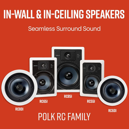 Polk Audio RC80i 2-Way Premium In Ceiling Speakers 8" Round Perfect for Damp and Humid Indoor/Outdoor Placement - Bluetooth Ceiling Speakers, 1 Pair