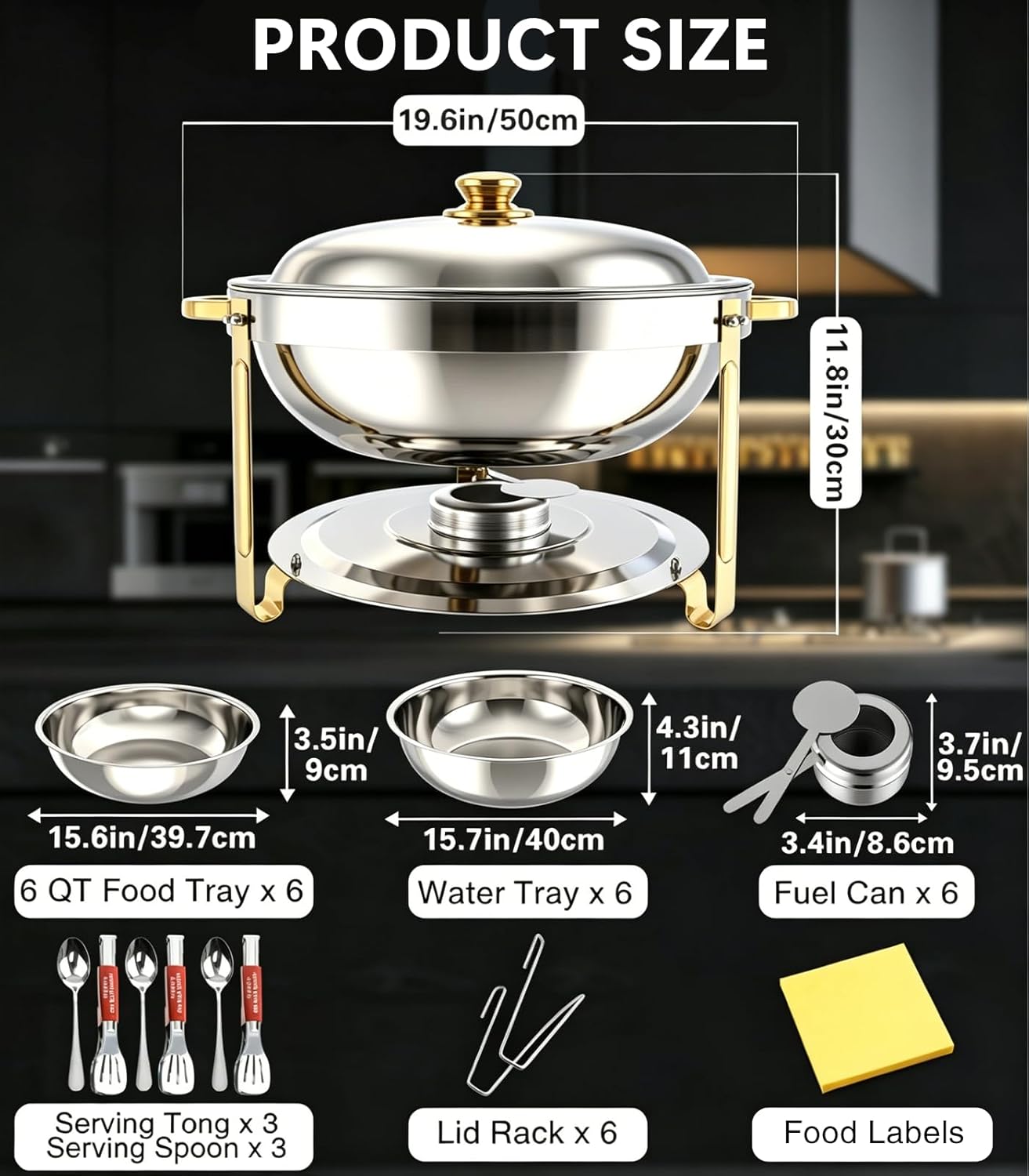 Beviliu 8QT Chafing Dishes for Buffet 4 Pack, Ultra-Large Capacity Warming Trays for Large Gatherings, 8QT Food Warmers for Parties Buffet, Catering Supplies Buffet Display Chafing Dish for Parties