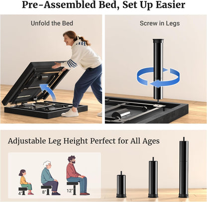 Tami Tami T600 Adjustable Bed Frame Split King Size with Remote & Massage - Syncable Electric Beds Bases, Zero Gravity, Dual Side USB, Nightlight, Quiet Motor, 5 Min Easy Assembly
