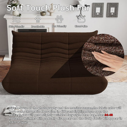 WHGBJA Bean Bag Chairs for Adults, BeanBag Reading Chair Memory Foam Couch 3-Seater, Floor Chair Soft Teddy Material, Comfy Reading Nook Chairs for Bedroom Living Room Office (Brown)